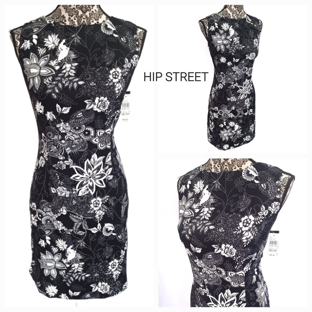 AGB DRESS Sleeveless Floral Print Stretch Sheath Dress 12 NWT